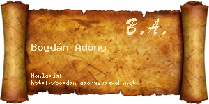 Bogdán Adony névjegykártya